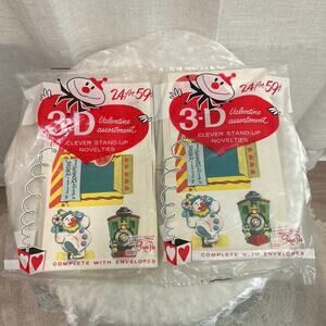 Vtg 1960s, 3-D Valentine Assorted Clever Standup Cards Sealed NOS (lot of 2, #5